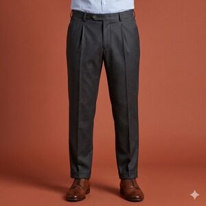 J.B. Britches‎ Nordstrom Dress Pants Men 42x29 Dark Gray Pleated Wool EUC